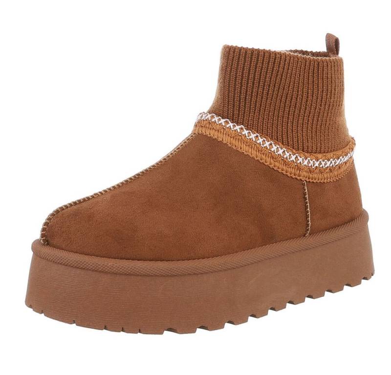 Ital-Design Damen Snowboots Freizeit Snowboots (88519238) Flach Stiefeletten in Camel von Ital-Design