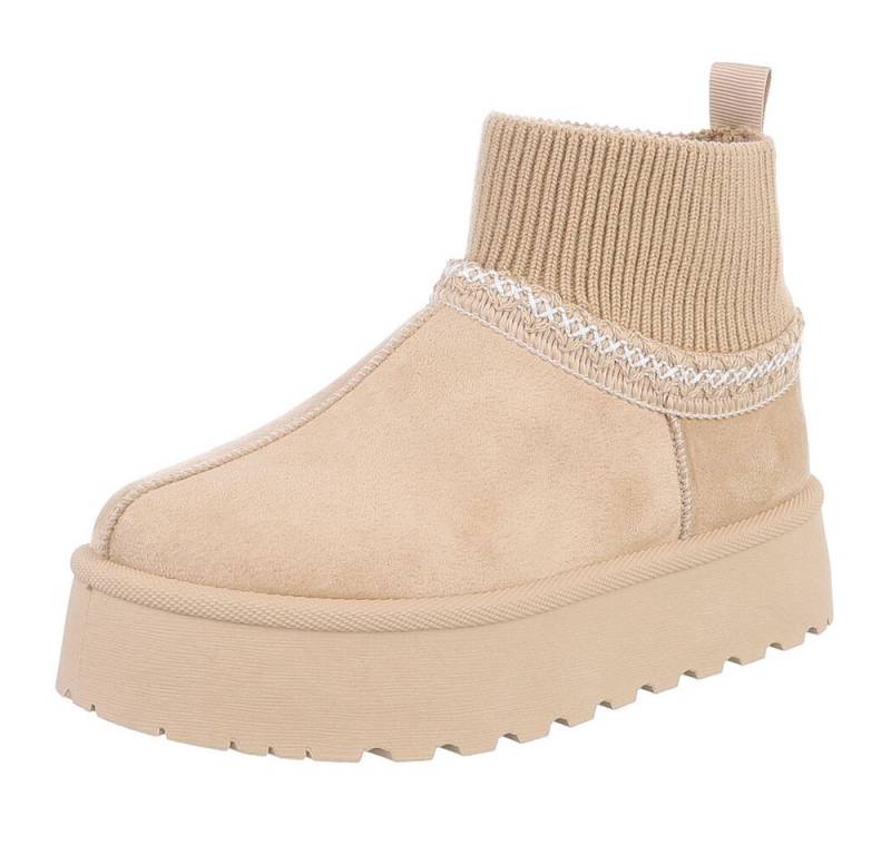 Ital-Design Damen Snowboots Freizeit Snowboots (88519244) Flach Stiefeletten in Beige von Ital-Design