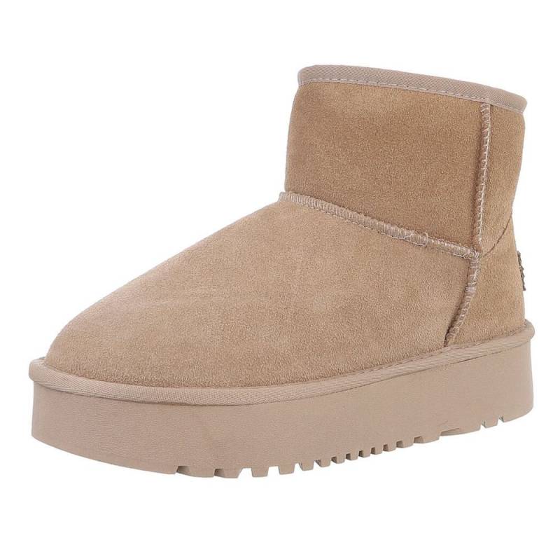 Ital-Design Damen Snowboots Freizeit Snowboots (88519315) Flach Stiefeletten in Hellbraun von Ital-Design