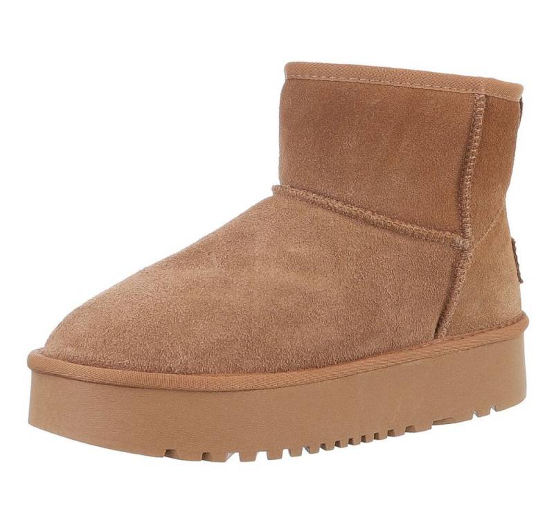 Ital-Design Damen Snowboots Freizeit Snowboots (88519321) Flach Stiefeletten in Camel von Ital-Design