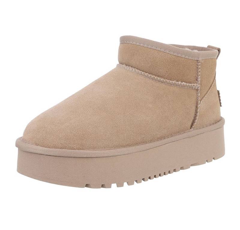 Ital-Design Damen Snowboots Freizeit Snowboots (88519332) Flach Stiefeletten in Hellbraun von Ital-Design