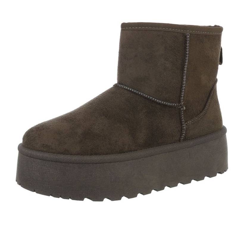 Ital-Design Bequemer Schaftschuh für Damen – stilvoll und warm Snowboots (88519496) Flach Stiefeletten in Olive von Ital-Design