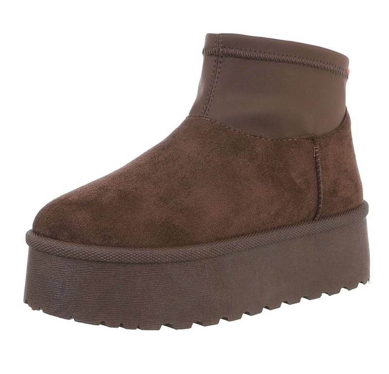 Ital-Design Damen Snowboots Freizeit Snowboots (88577266) Flach Stiefeletten in Braun von Ital-Design