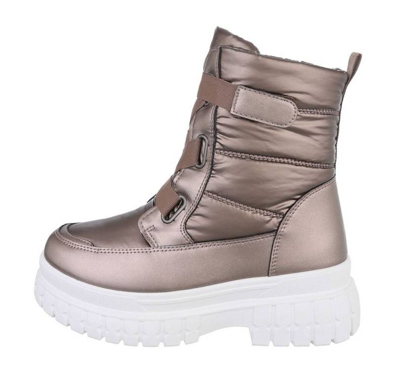 Ital-Design Damen Snowboots Freizeit Snowboots Blockabsatz Plateaustiefeletten in Bronze von Ital-Design