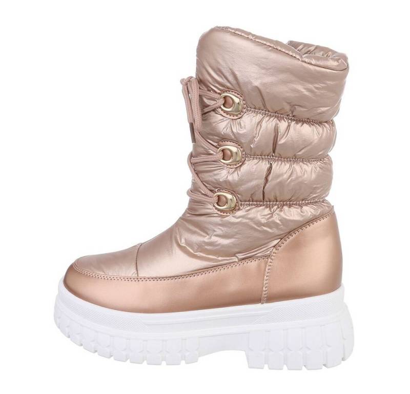 Ital-Design Damen Snowboots Freizeit Snowboots Blockabsatz Plateaustiefeletten in Gold von Ital-Design