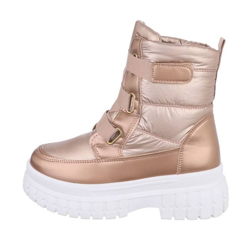 Ital-Design Damen Snowboots Freizeit Snowboots Blockabsatz Plateaustiefeletten in Gold von Ital-Design