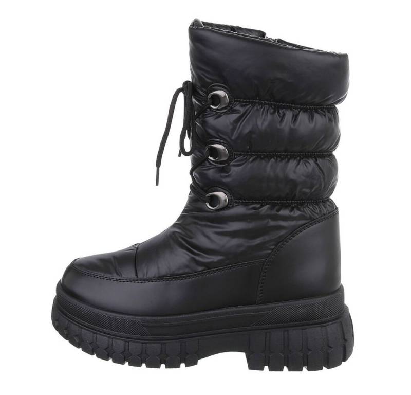 Ital-Design Damen Snowboots Freizeit Snowboots Blockabsatz Plateaustiefeletten in Schwarz von Ital-Design