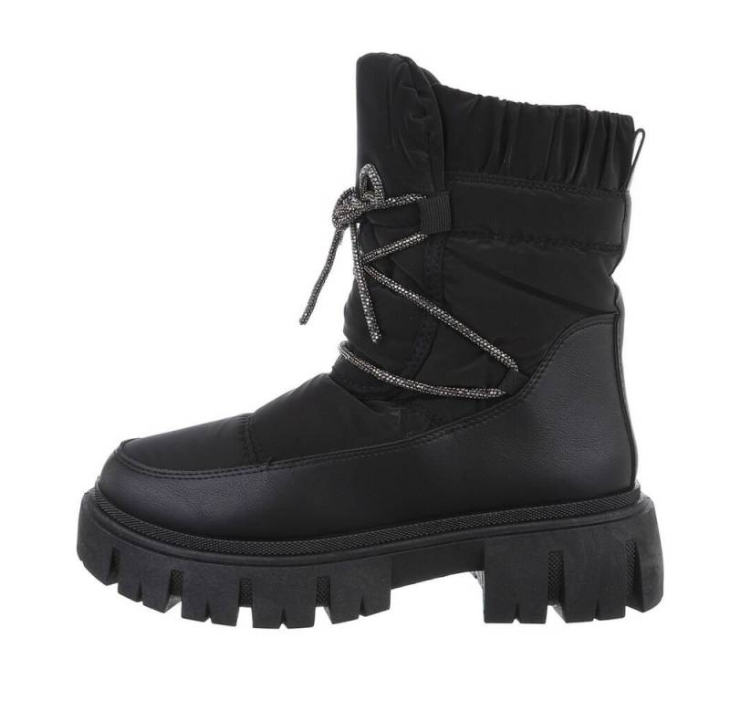 Ital-Design Damen Snowboots Freizeit Snowboots Blockabsatz Plateaustiefeletten in Schwarz von Ital-Design