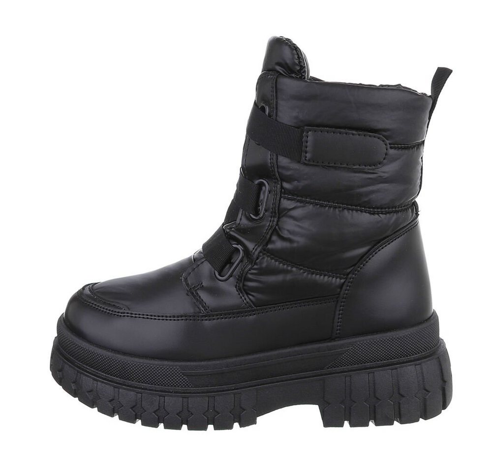 Ital-Design Damen Snowboots Freizeit Snowboots Blockabsatz Plateaustiefeletten in Schwarz von Ital-Design