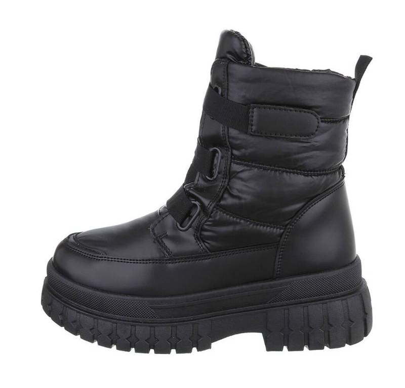 Ital-Design Damen Snowboots Freizeit Snowboots Blockabsatz Plateaustiefeletten in Schwarz von Ital-Design