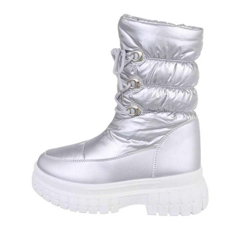 Ital-Design Damen Snowboots Freizeit Snowboots Blockabsatz Plateaustiefeletten in Silber von Ital-Design
