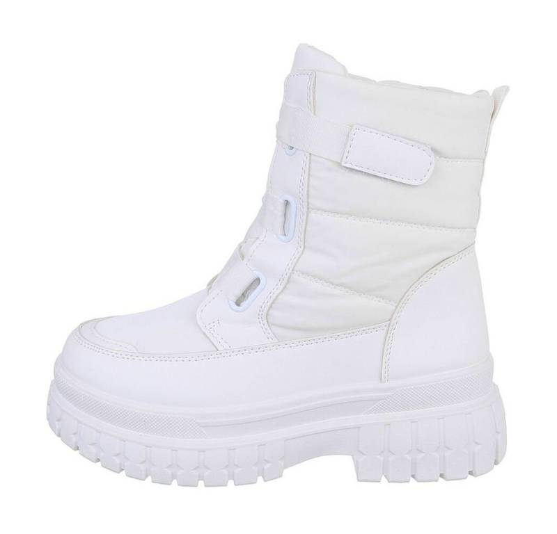 Ital-Design Damen Snowboots Freizeit Snowboots Blockabsatz Plateaustiefeletten in Weiß von Ital-Design