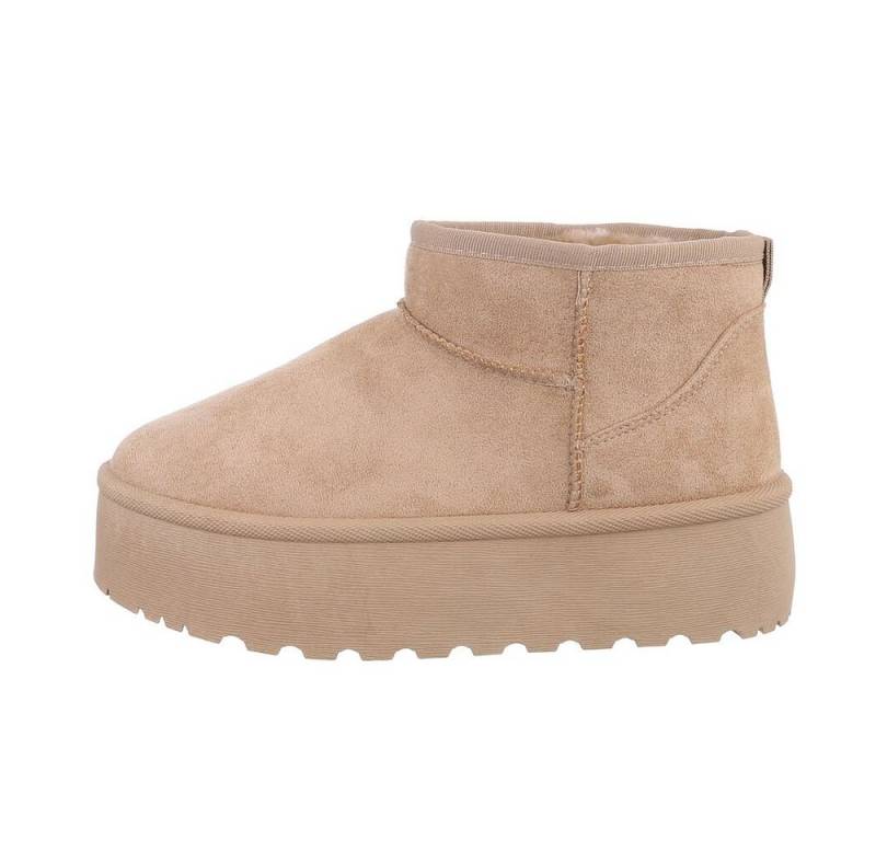 Ital-Design Damen Snowboots Freizeit Snowboots Flach Plateaustiefeletten in Hellbraun von Ital-Design