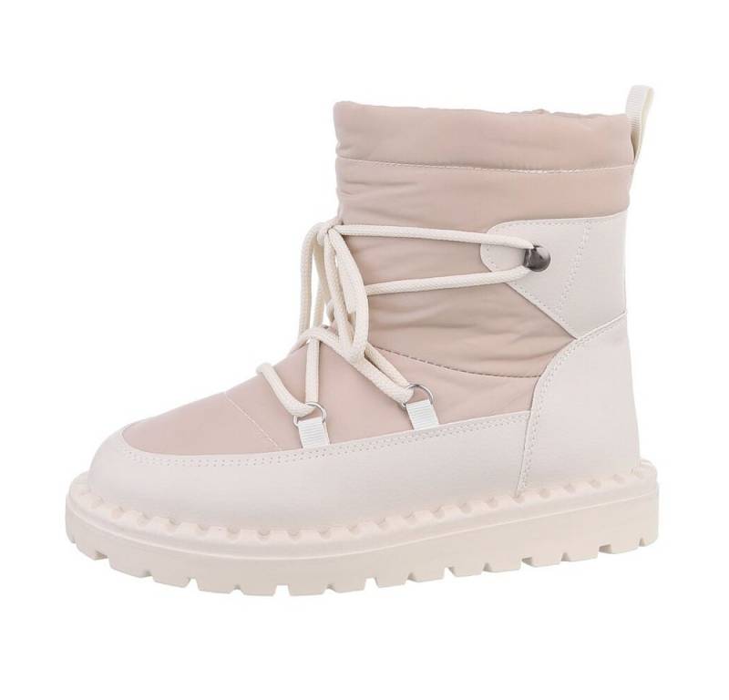 Ital-Design Damen Snowboots Freizeit Snowboots Flach Schnürstiefeletten in Beige von Ital-Design