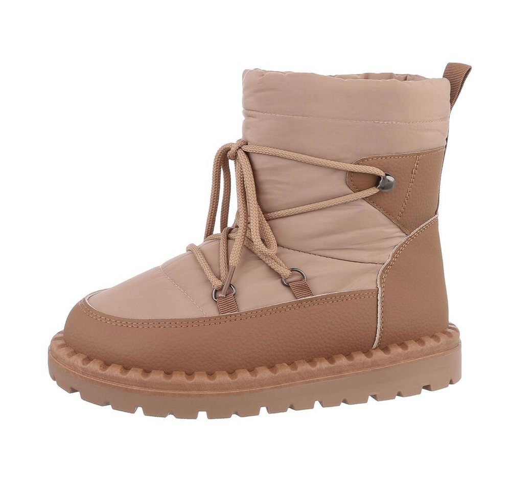 Ital-Design Damen Snowboots Freizeit Snowboots Flach Schnürstiefeletten in Hellbraun Ital-Design Damen Snowboots Freizeit Snowboots Flach Schnürstiefeletten in Hellbraun von Ital-Design