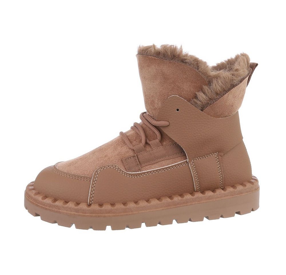 Ital-Design Damen Snowboots Freizeit Snowboots Flach Schnürstiefeletten in Hellbraun Ital-Design Damen Snowboots Freizeit Snowboots Flach Schnürstiefeletten in Hellbraun von Ital-Design