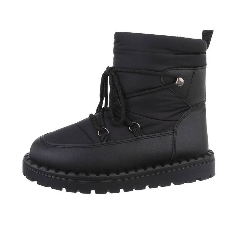 Ital-Design Damen Snowboots Freizeit Snowboots Flach Schnürstiefeletten in Schwarz von Ital-Design