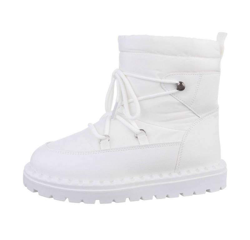 Ital-Design Damen Snowboots Freizeit Snowboots Flach Schnürstiefeletten in Weiß von Ital-Design