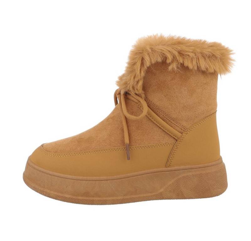Ital-Design Damen Snowboots Freizeit Snowboots Keilabsatz/Wedge Keilstiefeletten in Camel von Ital-Design