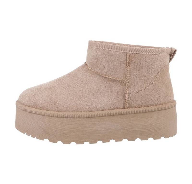 Ital-Design Damen Snowboots Freizeit Snowboots Plateaustiefeletten Snowboots (84338260) Flach Plateaustiefeletten in Hellbraun von Ital-Design