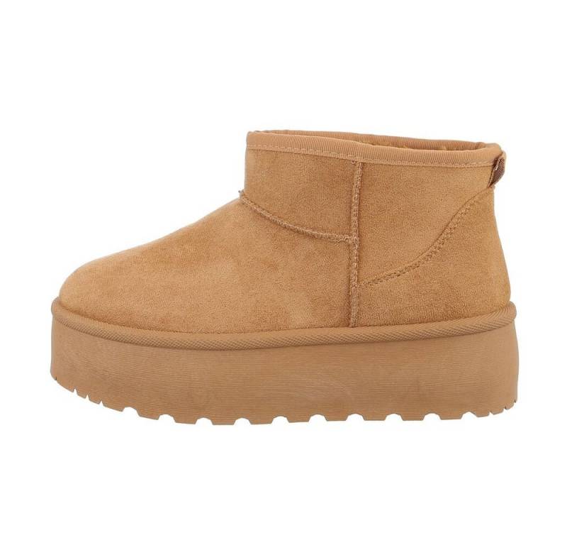 Ital-Design Damen Snowboots Freizeit Snowboots Plateaustiefeletten Snowboots (84338264) Flach Plateaustiefeletten in Camel von Ital-Design