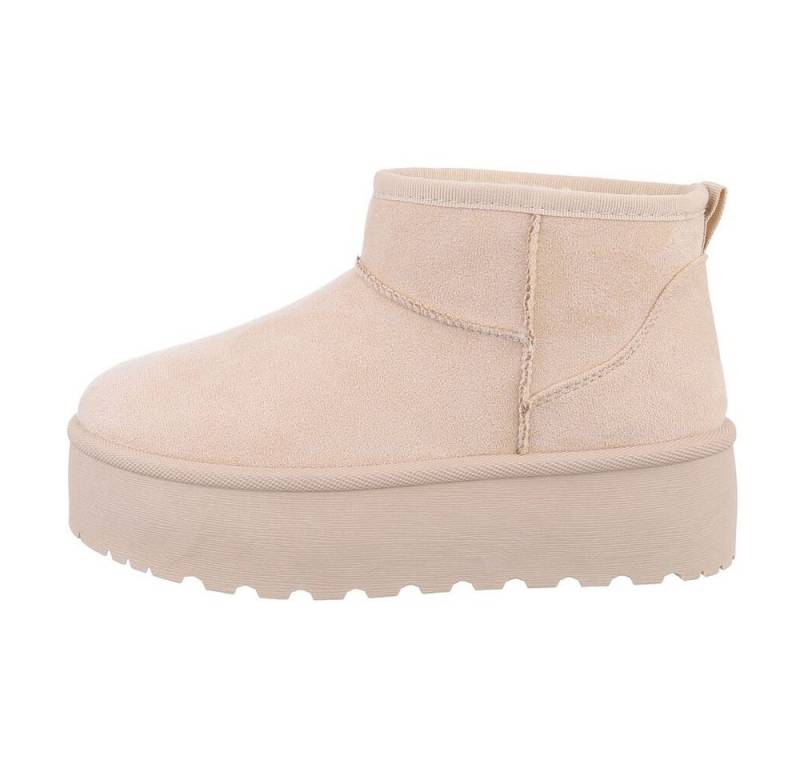 Ital-Design Damen Snowboots Freizeit Snowboots Plateaustiefeletten Snowboots (84338277) Flach Plateaustiefeletten in Beige von Ital-Design