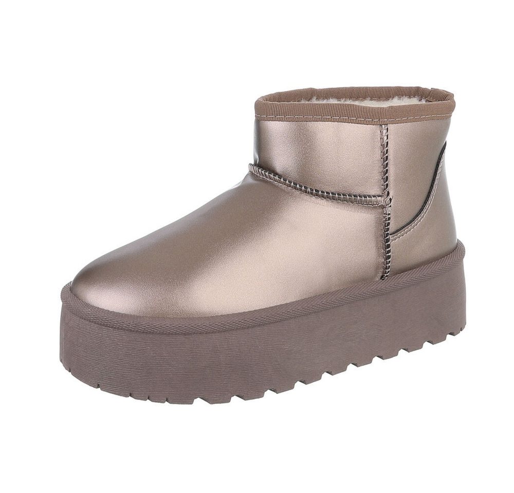 Ital-Design Damen Snowboots Freizeit Snowboots Plateaustiefeletten Snowboots (87124646) Flach Plateaustiefeletten in Bronze von Ital-Design