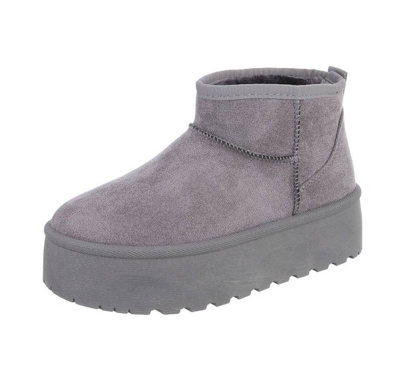 Ital-Design Damen Snowboots Freizeit Snowboots Plateaustiefeletten Snowboots (87124651) Flach Plateaustiefeletten in Grau von Ital-Design