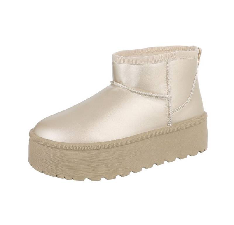 Ital-Design Damen Snowboots Freizeit Snowboots Plateaustiefeletten Snowboots (87124657) Flach Plateaustiefeletten in Gold von Ital-Design