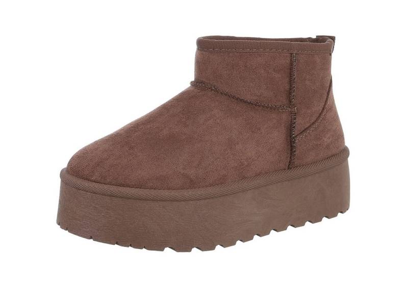 Ital-Design Damen Snowboots Freizeit Snowboots Plateaustiefeletten Snowboots Flach Plateaustiefeletten in Braun von Ital-Design