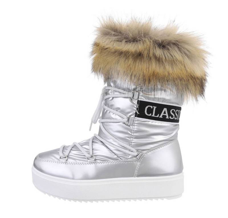 Ital-Design Damen Snowboots Outdoor Plateaustiefel Flach Plateaustiefeletten in Silber von Ital-Design