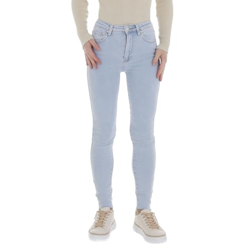 Ital Design Damen Stretch Destroyed-Look Used-Look KNÖPFE Jeans Laulia Gr. M/38 Hellblau von Ital Design