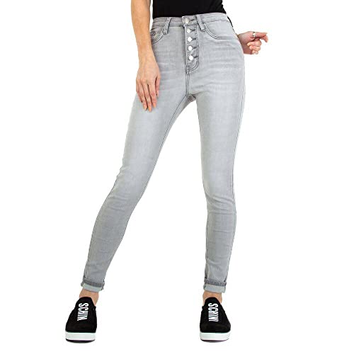 Ital Design Damen Stretch KNÖPFE Jeans Colorful Premium Gr. 38 Grau von Ital Design