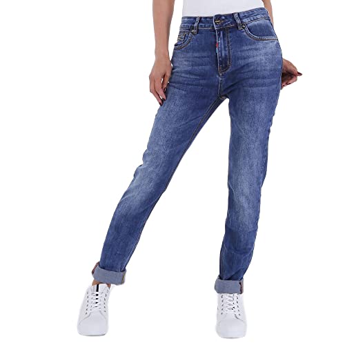 Ital Design Damen Stretch KNÖPFE Reissverschluss Jeans Gallop Gr. 28 Blau von Ital Design