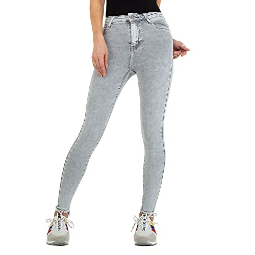 Ital Design Damen Stretch KNÖPFE Reissverschluss Jeans Gr. XS/34 Grau von Ital Design