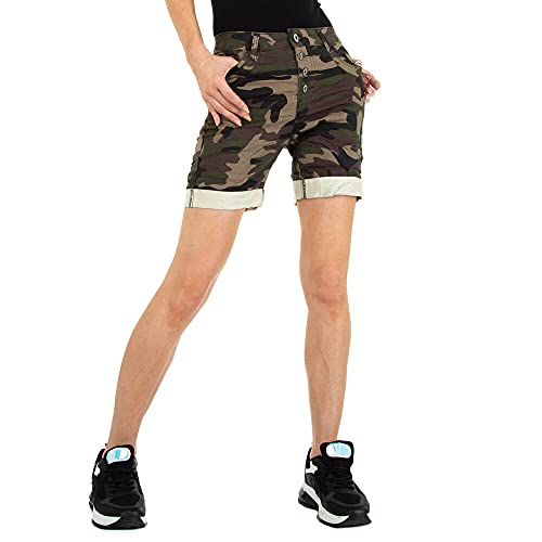 Ital Design Damen Stretch KNÖPFE Shorts Gr. S/36 Grün von Ital Design