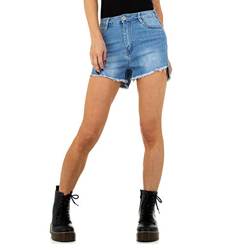 Ital Design Damen Used Look Hotpants Jeans Shorts M.Sara Gr. 27 Hellblau von Ital Design