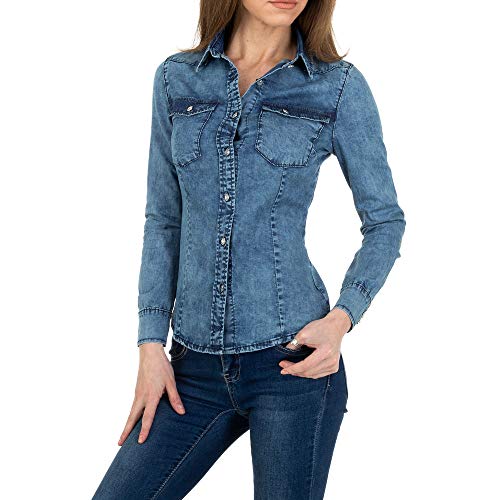 Ital Design Damen Used Look Jeans HEMDBLUSE Gress Jeans Wear Gr. XS Blau von Ital Design