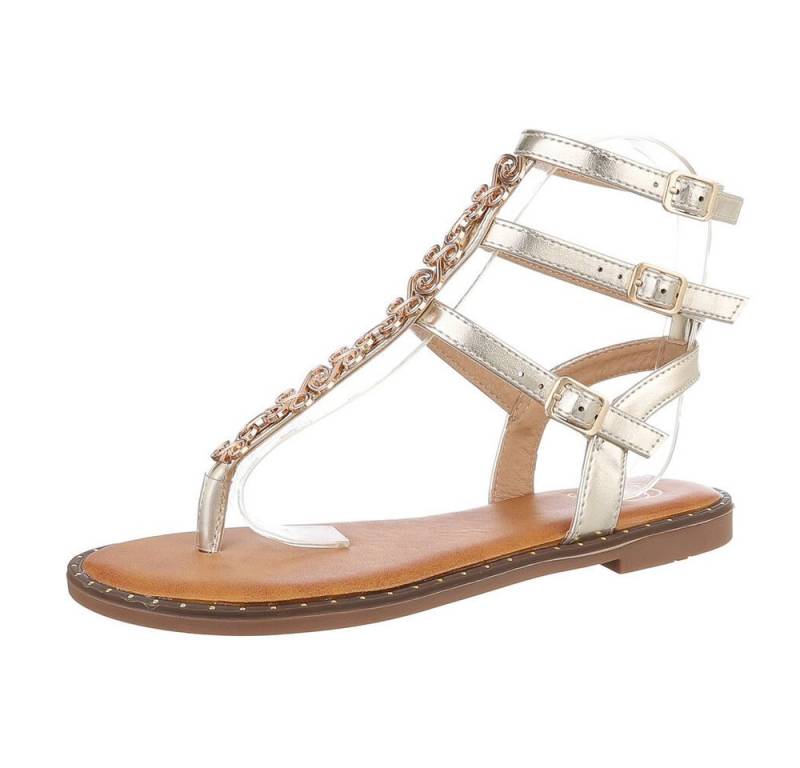 Ital-Design Damen Zehentrenner Freizeit Zehentrenner (86527147) Blockabsatz Riemchensandalen in Gold von Ital-Design