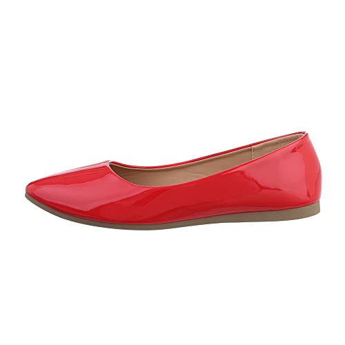 Ital Design Damenschuhe Ballerinas Klassische Ballerinas, DM-10-, Kunstleder, Rot, Gr. 37 von Ital Design