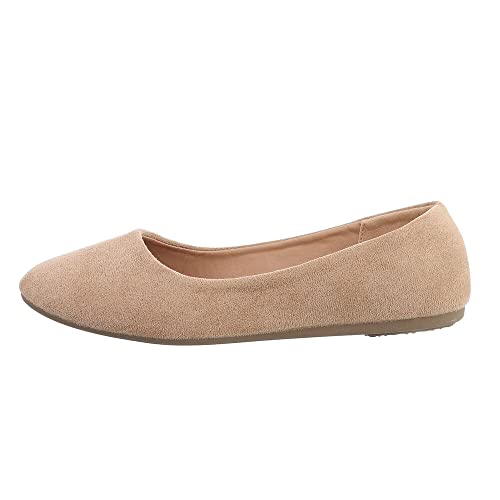 Ital Design Damenschuhe Ballerinas Klassische Ballerinas, DM-7-, Textil, Hellbraun, Gr. 38 von Ital Design