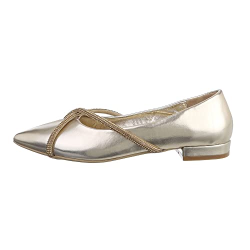 Ital Design Damenschuhe Ballerinas Klassische Ballerinas, YU-139-, Kunstleder, Gold, Gr. 39 von Ital Design