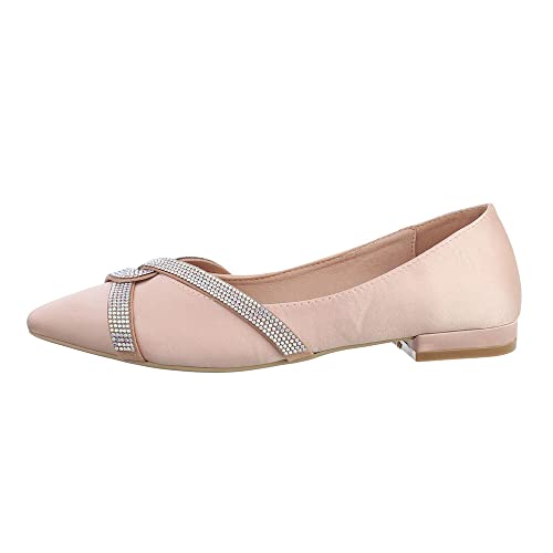 Ital Design Damenschuhe Ballerinas Klassische Ballerinas, YU-151-, Textil, Beige, Gr. 40 von Ital Design