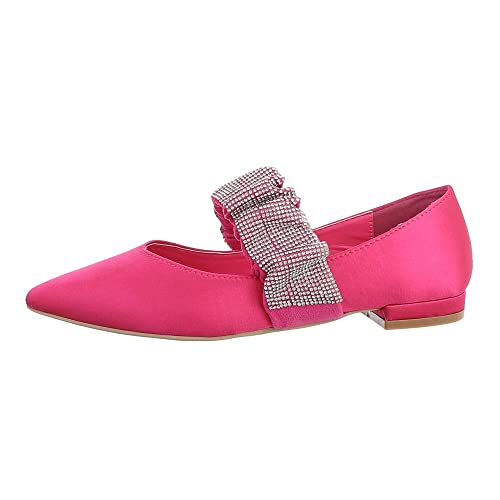 Ital Design Damenschuhe Ballerinas Klassische Ballerinas, YU-152-, Textil, Pink, Gr. 37 von Ital Design