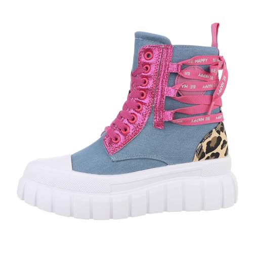 Ital Design Damenschuhe Freizeitschuhe Sneakers High, 8-68-, Kunstleder, Blau Pink, Gr. 39 von Ital Design