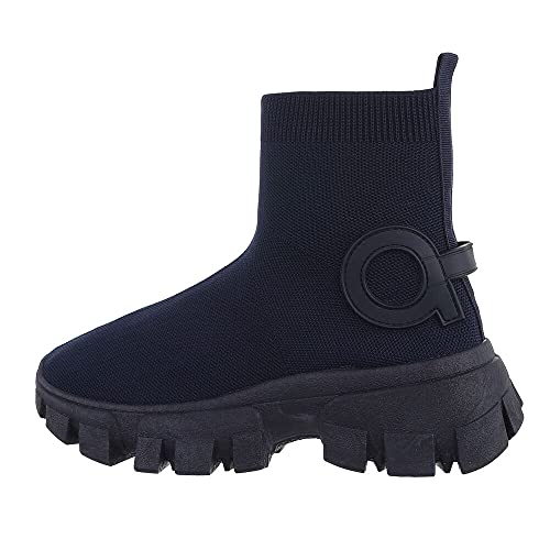 Ital Design Damenschuhe Freizeitschuhe Sneakers High, A-9-1-, Synthetik, Blau, Gr. 38 von Ital Design