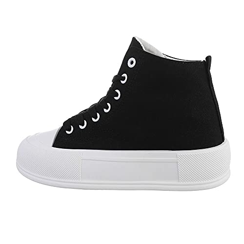 Ital Design Damenschuhe Freizeitschuhe Sneakers High, D2107-, Kunstleder, Schwarz, Gr. 37 von Ital Design