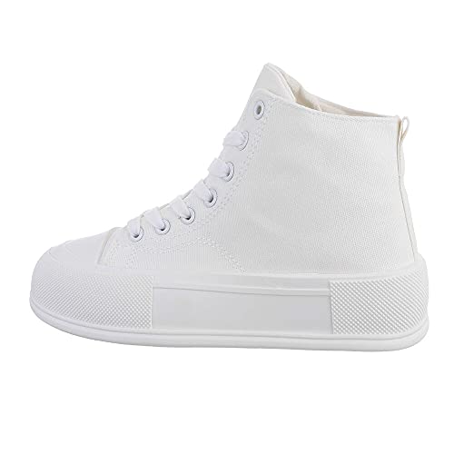 Ital Design Damenschuhe Freizeitschuhe Sneakers High, D2107-, Kunstleder, Weiß, Gr. 38 von Ital Design