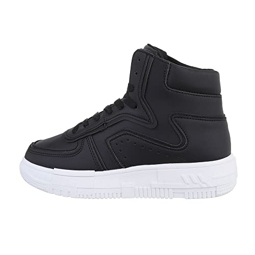 Ital Design Damenschuhe Freizeitschuhe Sneakers High, LE6025-1-, Kunstleder, Schwarz, Gr. 39 von Ital Design