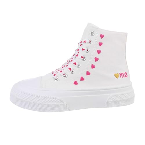 Ital Design Damenschuhe Freizeitschuhe Sneakers High, PC211-, Textil, Weinrot Pink, Gr. 39 von Ital Design